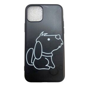 Black Dog Print Silicone Phone Case For iPhone 12